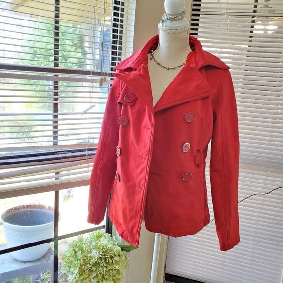 RUE 21 Rain Coat Trench Coat Red sz M - Picture 5 of 5